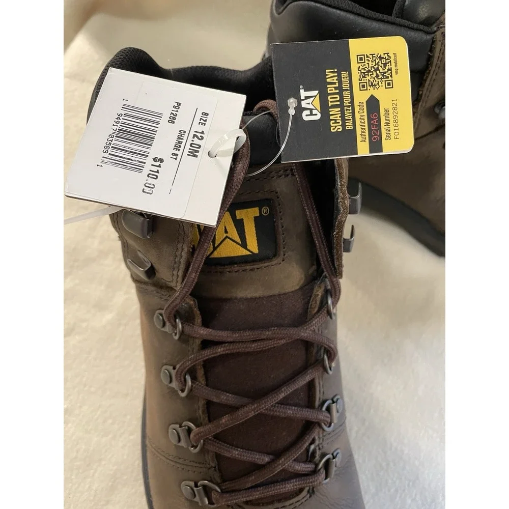 CATERPILLAR CAT MENS Shoes 12 BROWN Charge Steel Toe Boots WORK WEAR Medium NWT
